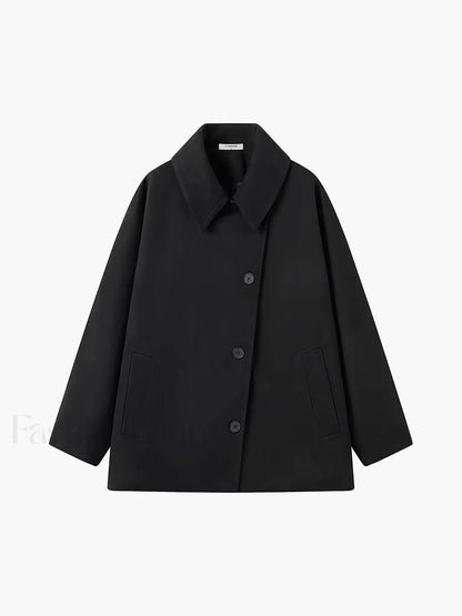 Solid Oversized Graceful Pocket Button Coat