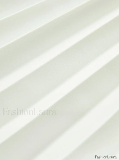 Solid Pleated Strapless Split Dress