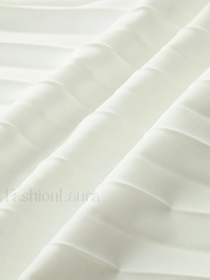 Solid Pleated Strapless Split Dress