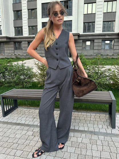 Solid Structured Graceful Suit Pants