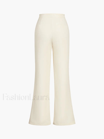 Solid Tube Top With Modern Wide Leg Pants Set