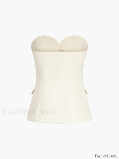 Solid Tube Top With Modern Wide Leg Pants Set