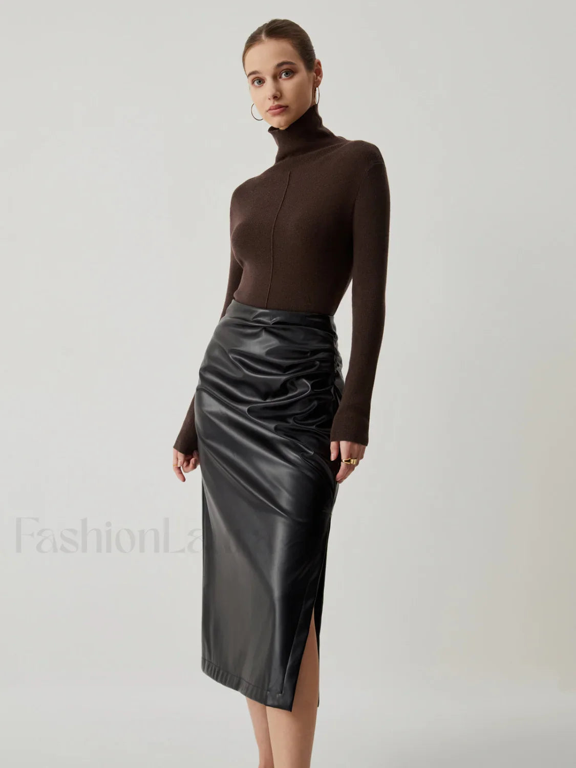 Solid Turtleneck Long Trendy Sleeve Knit Top
