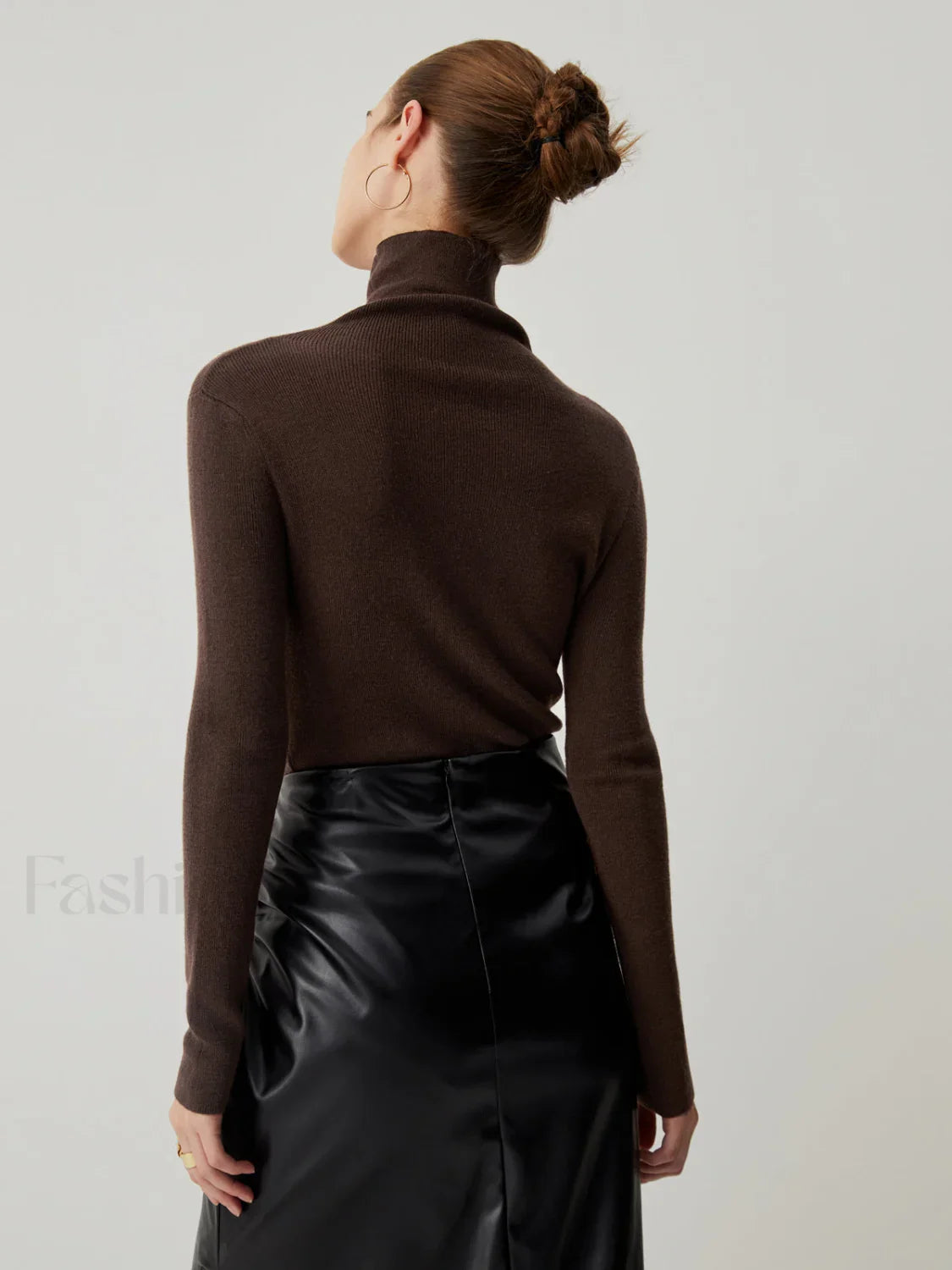 Solid Turtleneck Long Trendy Sleeve Knit Top