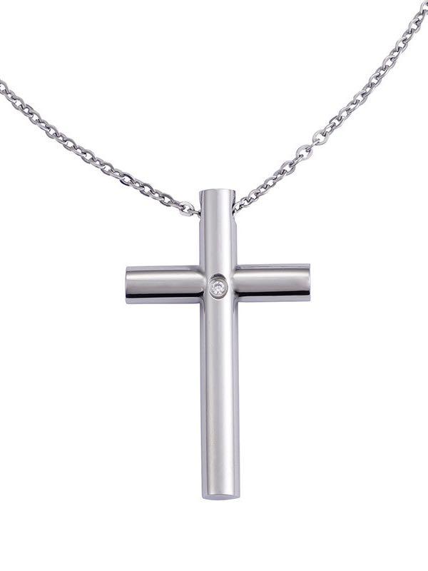 Solitaire Diamond Cross Pendant for Women