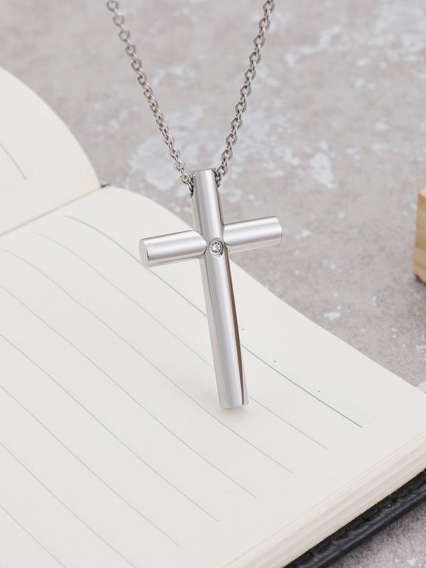 Solitaire Diamond Cross Pendant for Women