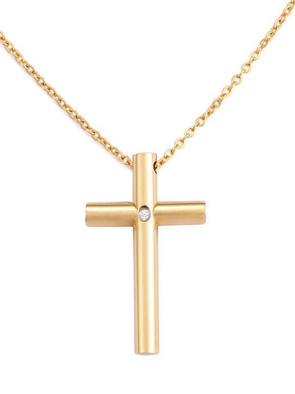 Solitaire Diamond Cross Pendant for Women