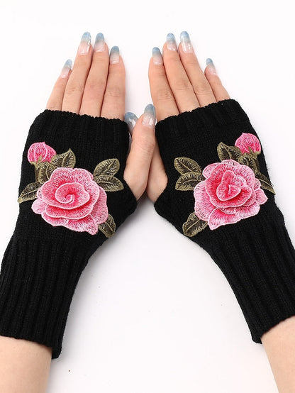Fingerless Gloves Warm Winter Gloves Gift Daily Flower / Floral Polyester Acrylic Fibers Cosplay Casual 1 Pair for Women