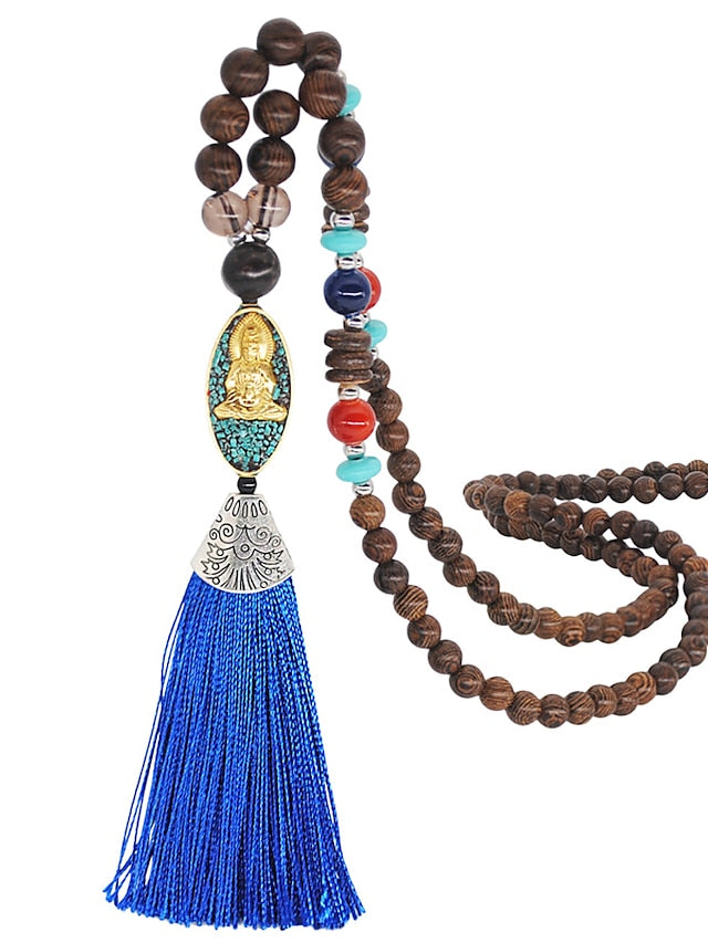 1PC Pendant Necklace Beaded Necklace For Street Gift Prom Wooden Resin Alloy Tassel Precious Blessed for Women