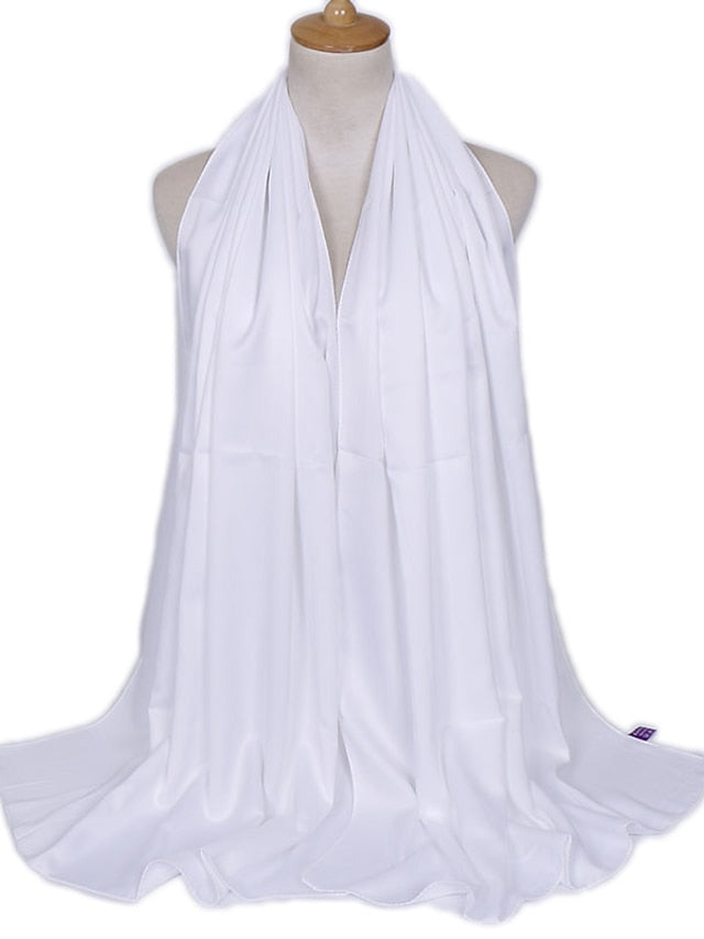 1pcs Women Silk Headscarf Hijab Scarf Long Muslim Shawl Turban Bandana Satin Scarves Head Wraps for Women