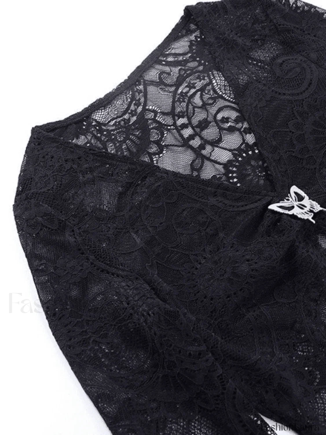 Split Lace Cropped Long Sleeve Blouse