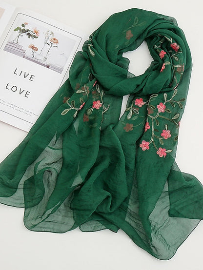 Scarves Daily Holiday Flowers Cotton Polyester Vacation Bohemia Sunscreen Outdoor Casual 1 PC for Women