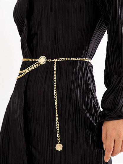 Chain Belt Metal Chain Metal Bucke Charm Pendent Gothic Cowboy Party Daily Silver Gold for Women