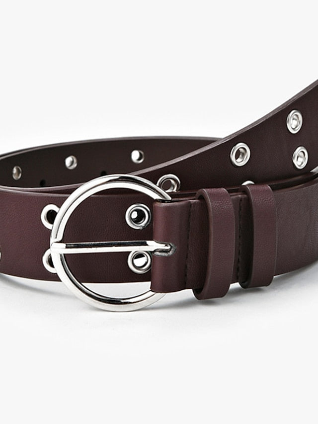 Unisex PU Buckle Belt PU Leather O-ring Buckle Eyelet Casual Classic Party Daily Black Brown Coffee for Women