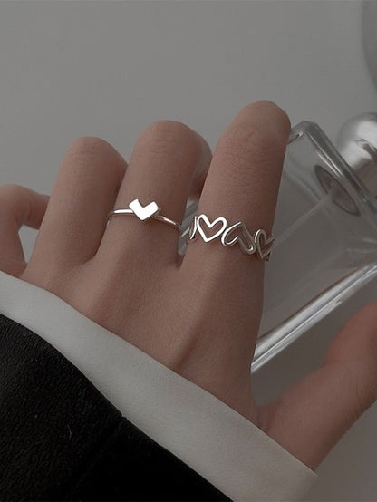 2pcs/set Ring For Daily Alloy Heart for Women