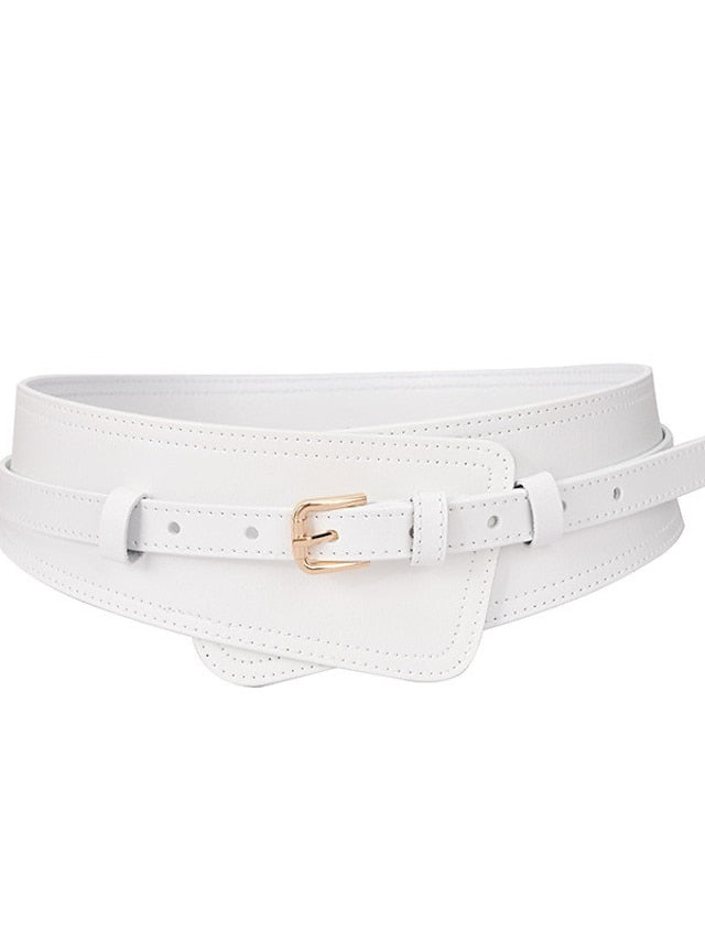 Belt Faux Leather White Black Camel Khaki Orange Wide Belt Outdoor Street Dailywear Holiday Pure Color / Spring / Summer / Fall / Winter for Women