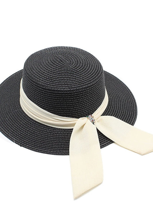 Hat Straw Hat Sun Hat Black Pink khaki Outdoor Street Daily Pure Color Pure Color Portable Breathable for Women