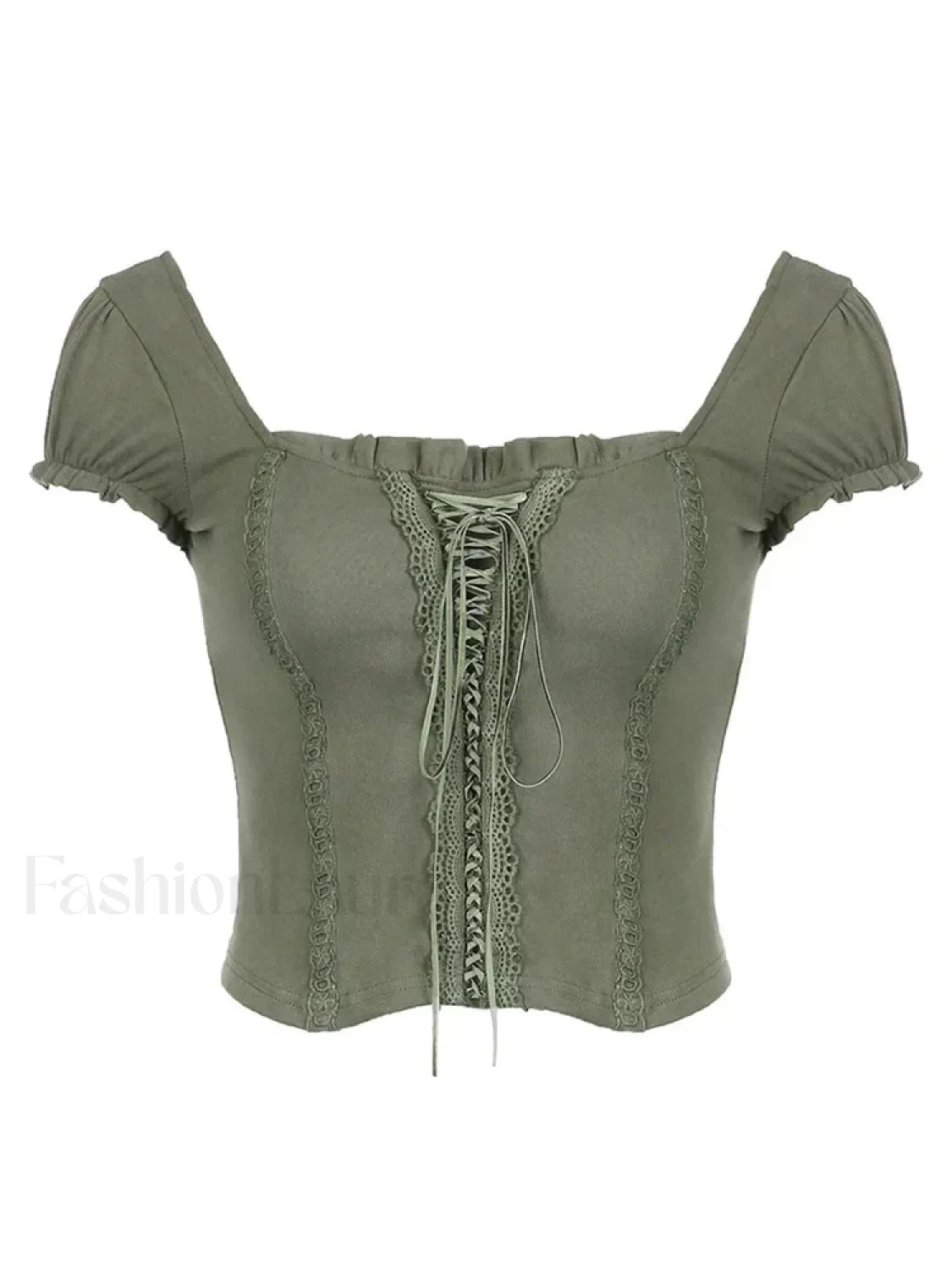 Square Collar Fairycore Balletcore Chic Short Sleeve Tee