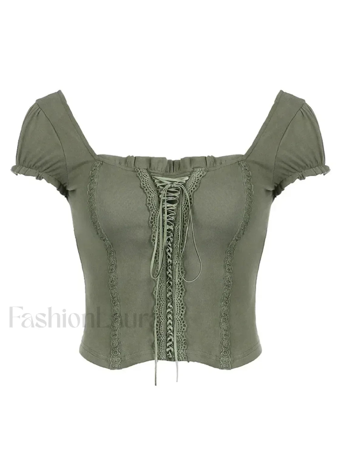 Square Collar Fairycore Balletcore Chic Short Sleeve Tee