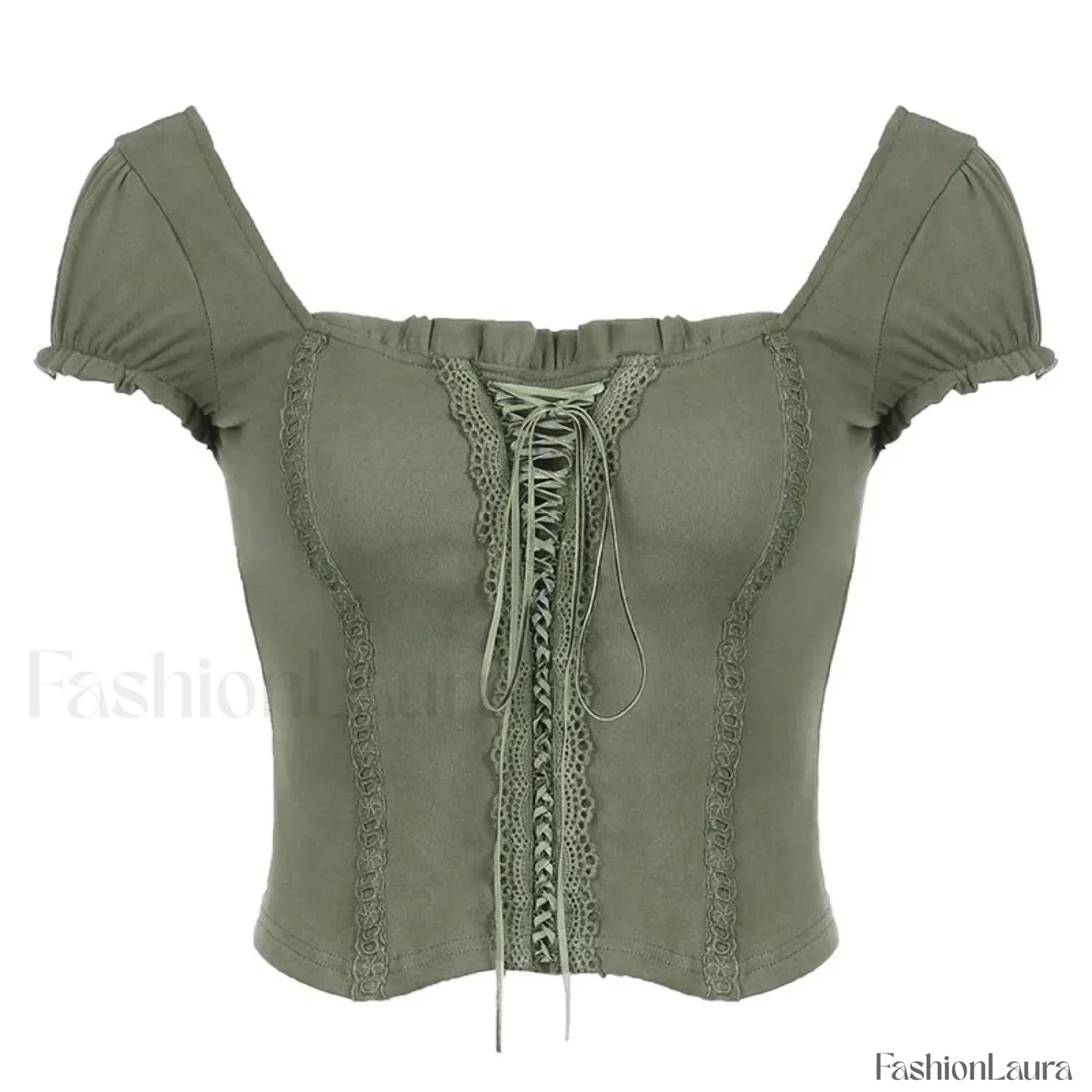 Square Collar Fairycore Balletcore Chic Short Sleeve Tee