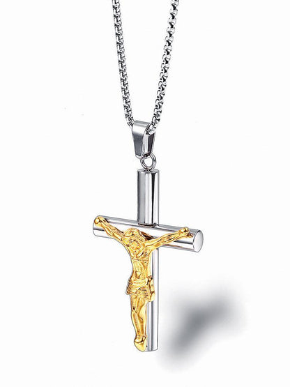 Stainless Steel Plated with Jesus Christ Crucifix Cross Pendant for Women
