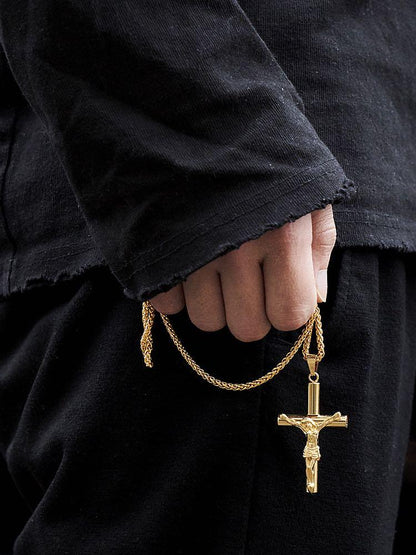 Stainless Steel Plated with Jesus Christ Crucifix Cross Pendant for Women