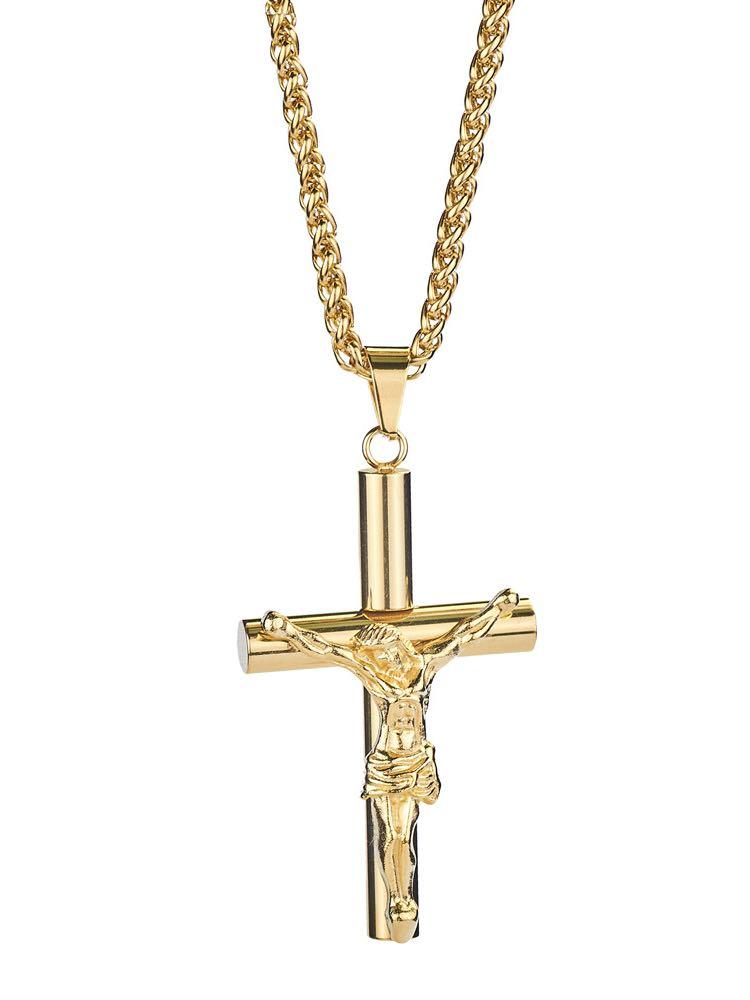 Stainless Steel Plated with Jesus Christ Crucifix Cross Pendant for Women