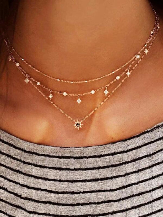 Star Charm Layered Chain Necklace for Women