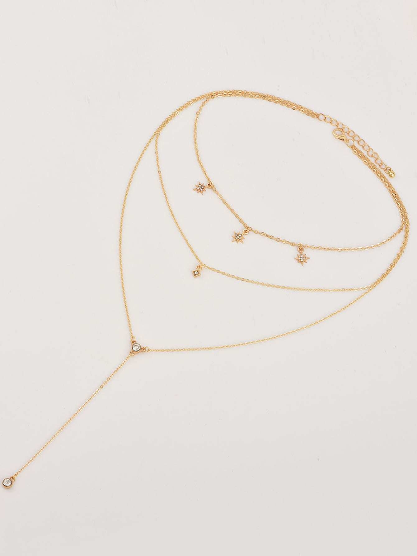 Star Detail Lariats Layered Necklace for Women