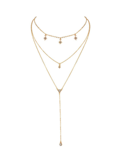 Star Detail Lariats Layered Necklace for Women