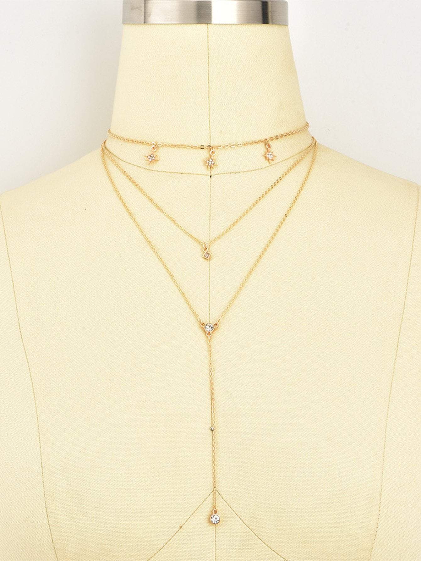 Star Detail Lariats Layered Necklace for Women