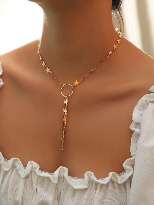 Star Tassel Charm Necklace for Women