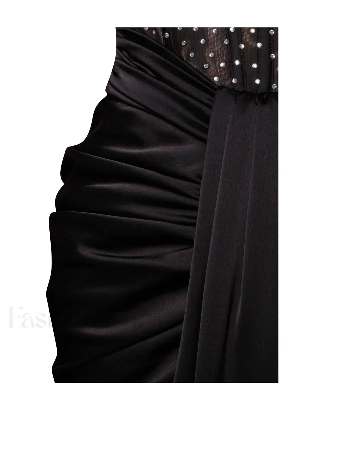 Stella Black Off Shoulder Graceful Crystal Corset Satin Gown