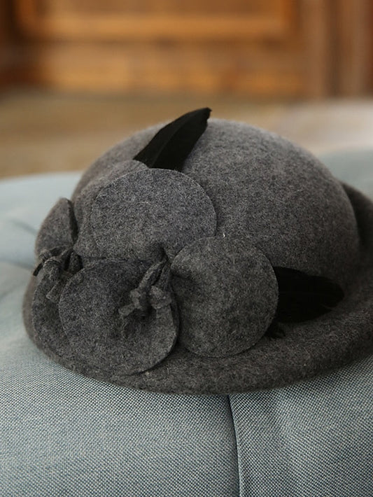 Hat Beret Hat Bucket Hat Black Gray Wedding Party Street Flower Flower Pure Color Warm Breathable for Women