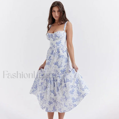 Strapless Bodycon Midi Floral Dress