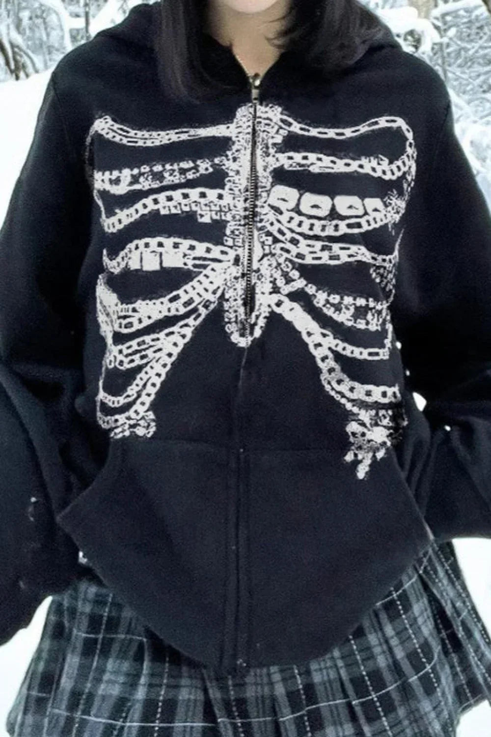 Street Style Chain Skeleton Hoodie