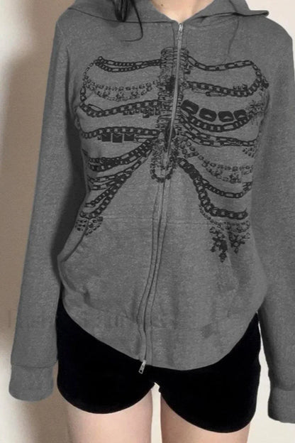 Street Style Chain Skeleton Hoodie