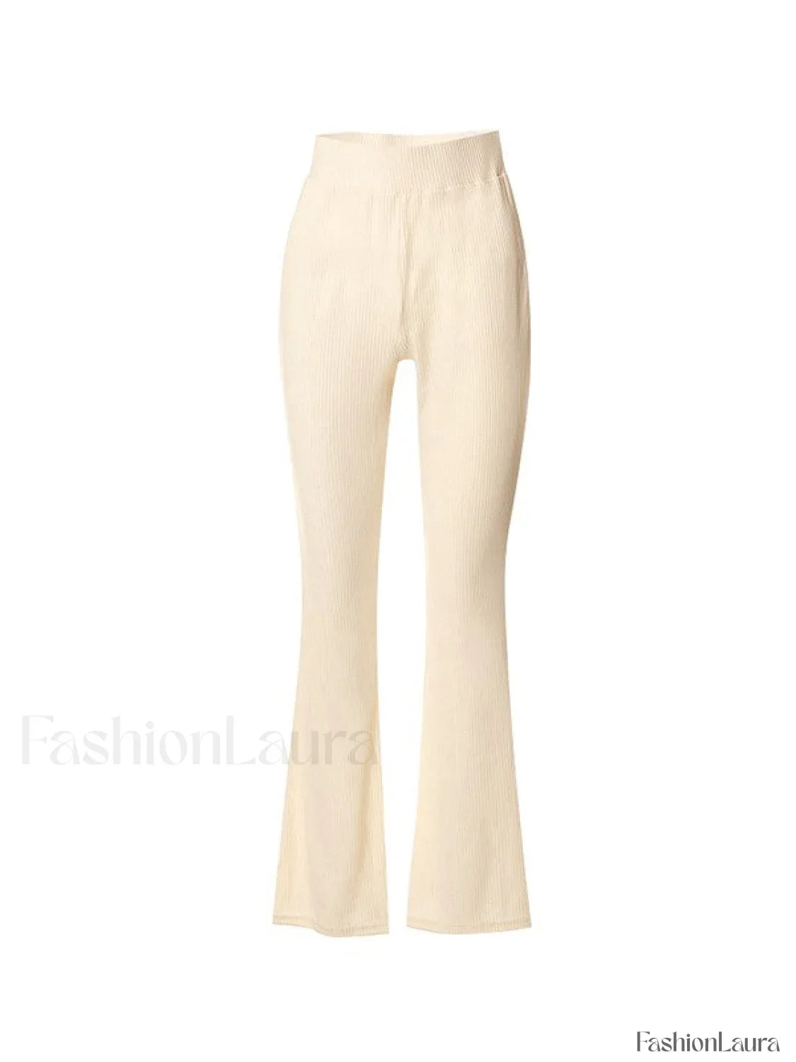 Stretchy Ribbed Flare Leg Pants