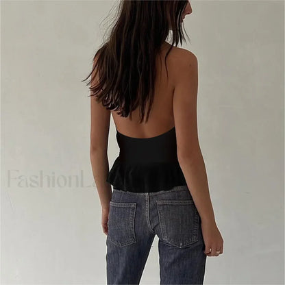 Studded Grunge Halter Crop Top