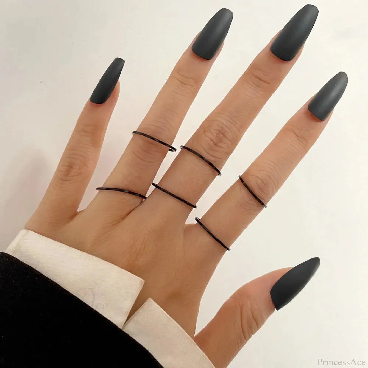 Stylish Ladies Gothic Punk Black Joint Rings Collection