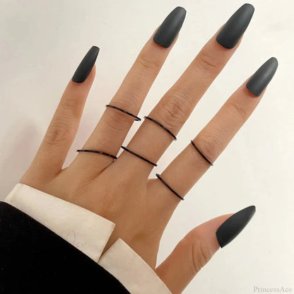 Stylish Ladies Gothic Punk Black Joint Rings Collection