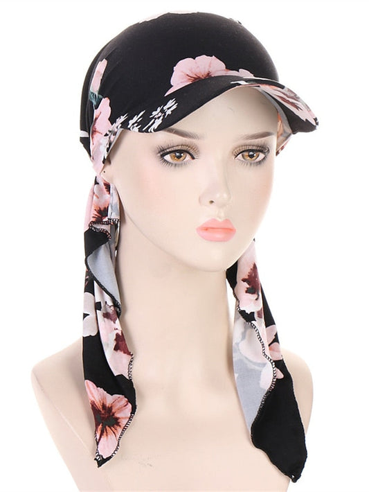 Camouflage Leopard Print Muslim Hijab Turban Hat for Women Girls Baseball Cap Sun Hats Headscarf Scarf Cap Solid Color Fashion Women Soft scarves for Women