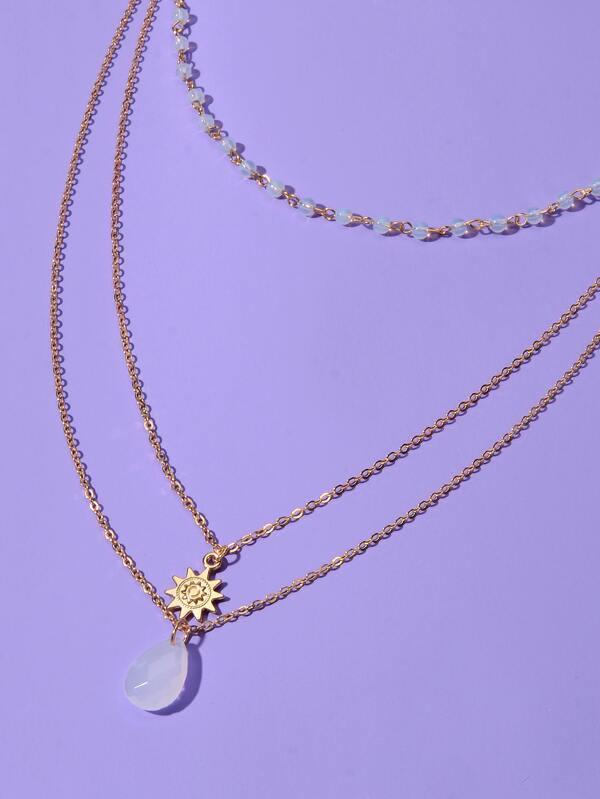 Sun Charm Layered Necklace for Women