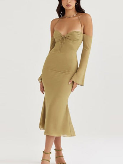 French Retro Sexy Breast Wrapped Ruffle Dress