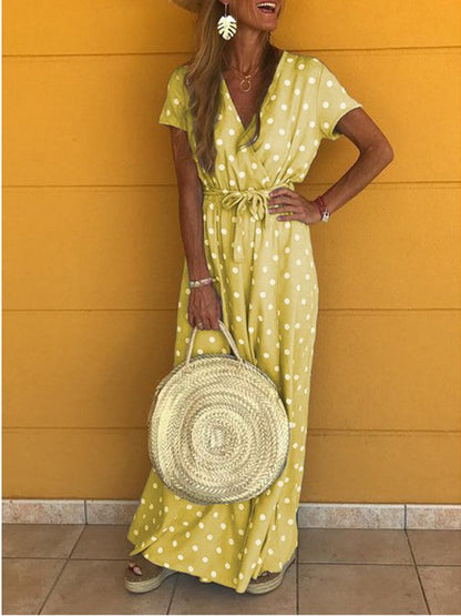 V-neck Polka Dot Dress