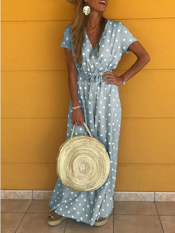 V-neck Polka Dot Dress