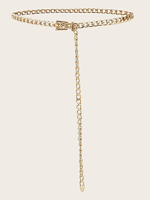 Unisex Chain Belt Metal Chain Prong Buckle Plain Casual Classic Party Daily Silver Gold for Women
