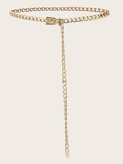 Unisex Chain Belt Metal Chain Prong Buckle Plain Casual Classic Party Daily Silver Gold for Women