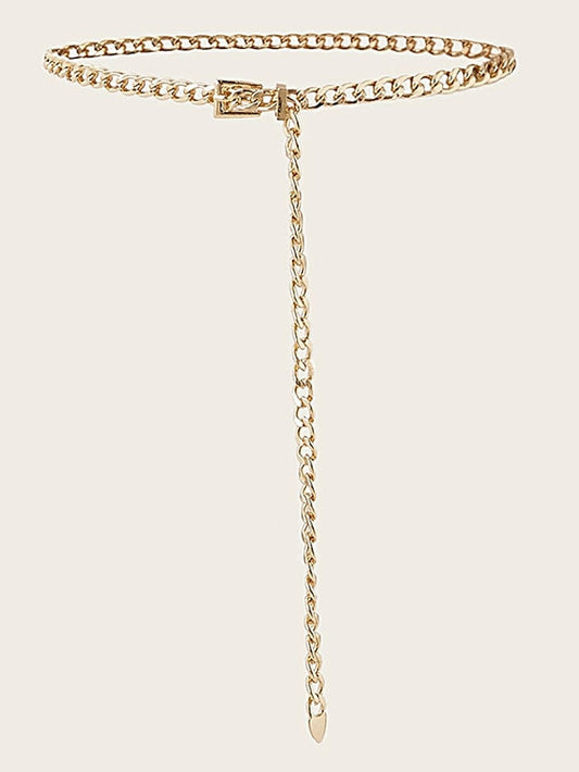 Unisex Chain Belt Metal Chain Prong Buckle Plain Casual Classic Party Daily Silver Gold for Women