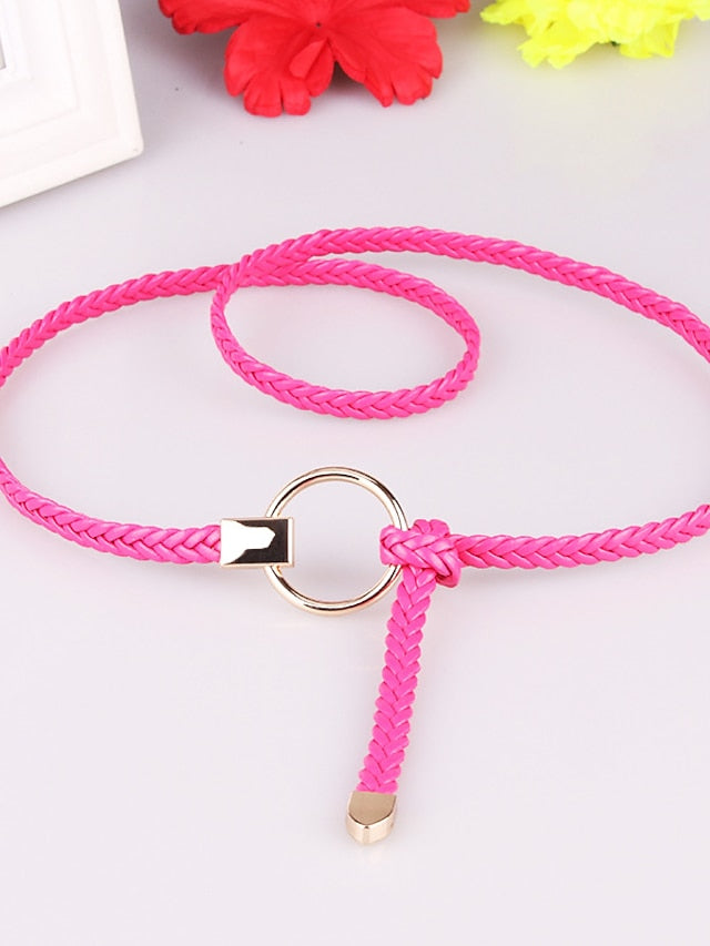Belt PU Green White Black Gray Pink Skinny Belt Outdoor Dailywear Daily Holiday Pure Color / Spring / Summer / Fall / Winter / Coffee for Women